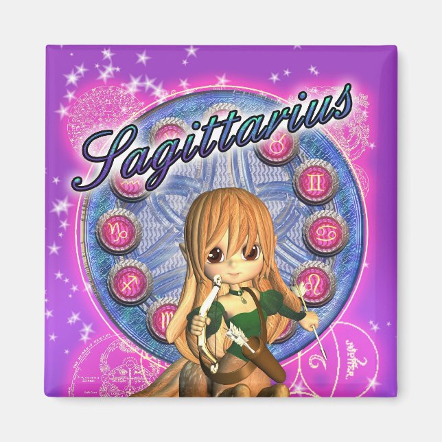 Sagittarius Zodiac Magnet Cute Female Centaur (Framsidan)