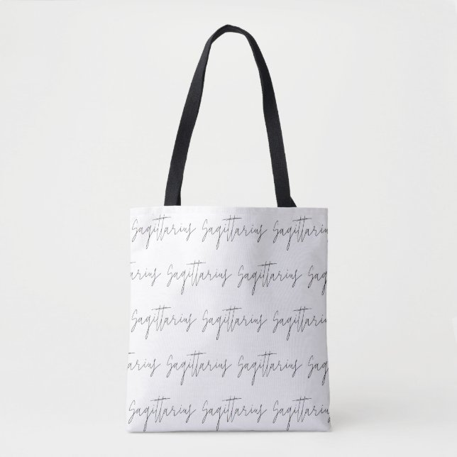 Sagittarius Zodiac Minimalist Cursive Font Tote Tygkasse (Framsida)