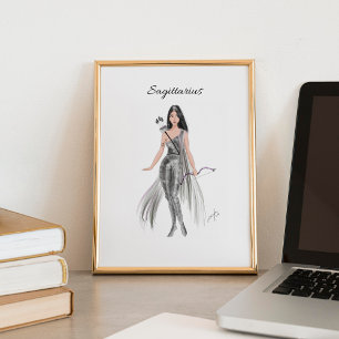 Sagittarius, zodiac, mode sketch poster