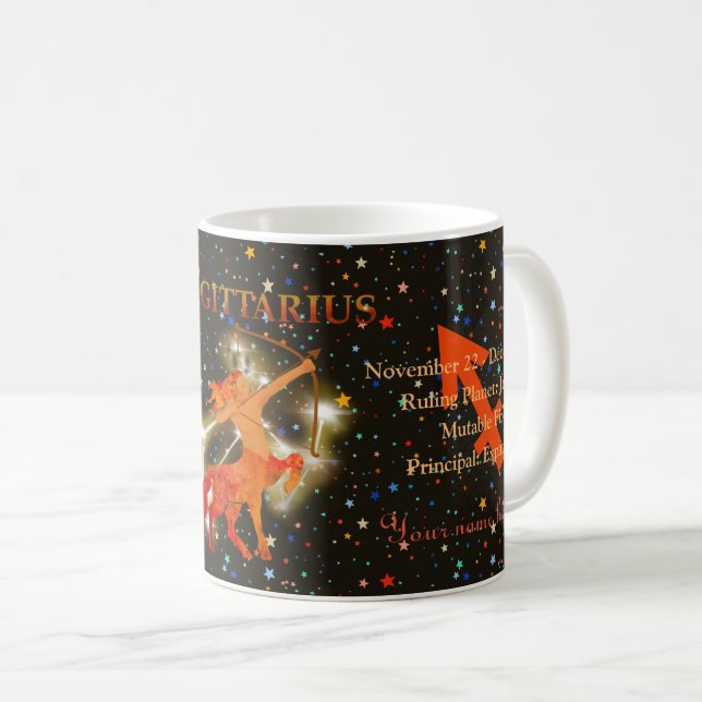 Sagittarius zodiac modern personlig  kaffemugg (Framsida höger)