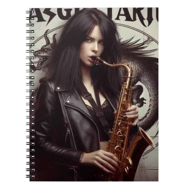 Sagittarius Zodiac Musician Saxophone Anteckningsbok (Framsidan)