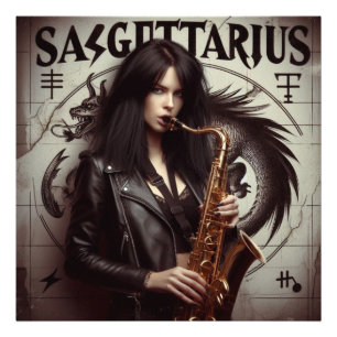 Sagittarius Zodiac Musician Saxophone Fototryck