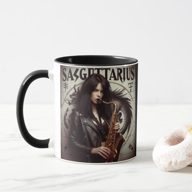 Sagittarius Zodiac Musician Saxophone Mugg (Med munk)