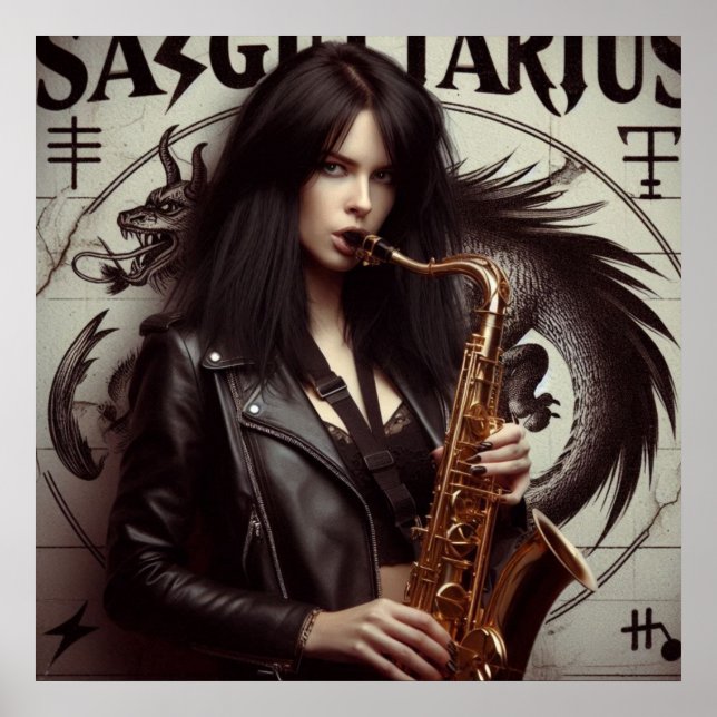 Sagittarius Zodiac Musician Saxophone Poster (Framsidan)