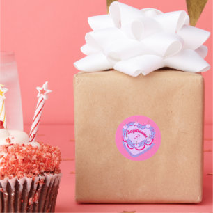 Sagittarius Zodiac Pastel Heart Birthday Cake Runt Klistermärke