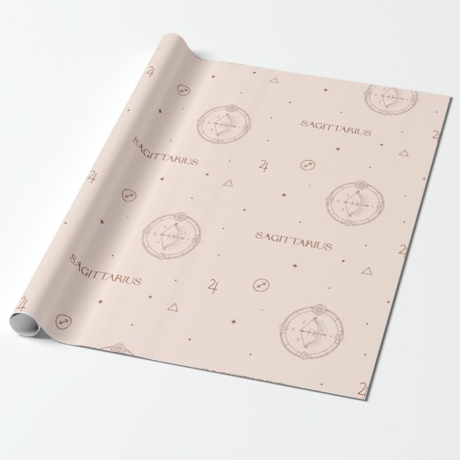 Sagittarius Zodiac Pattern in Brown and Burgundy Presentpapper (Utrullad)