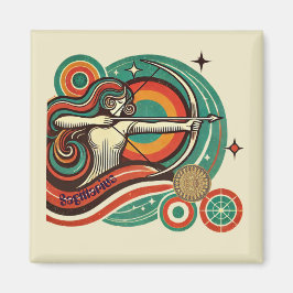 Sagittarius Zodiac Retro Magnet