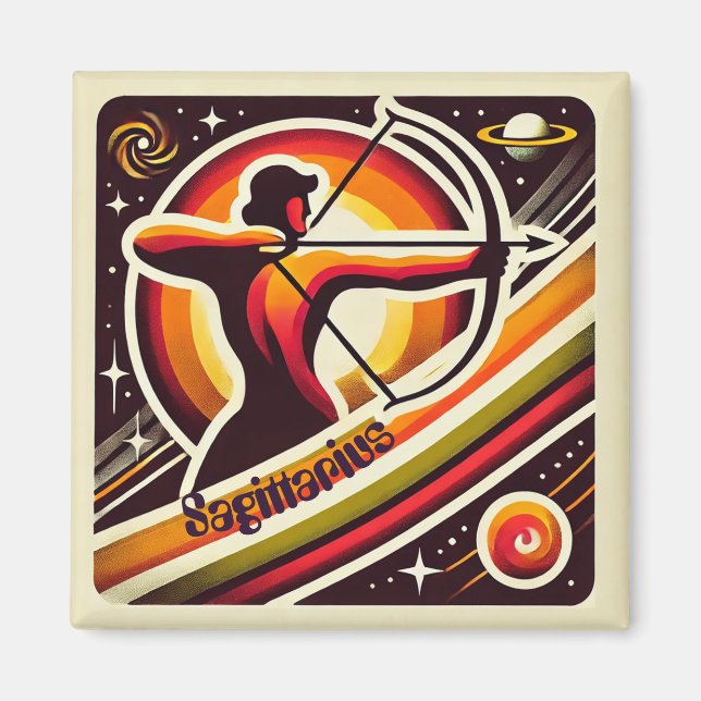 Sagittarius Zodiac Retro Magnet (Framsidan)