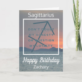 Sagittarius Zodiac Roligt Citote Blue & White Birt Kort