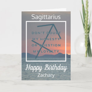 Sagittarius Zodiac Roligt Citote Blue & White Birt Kort