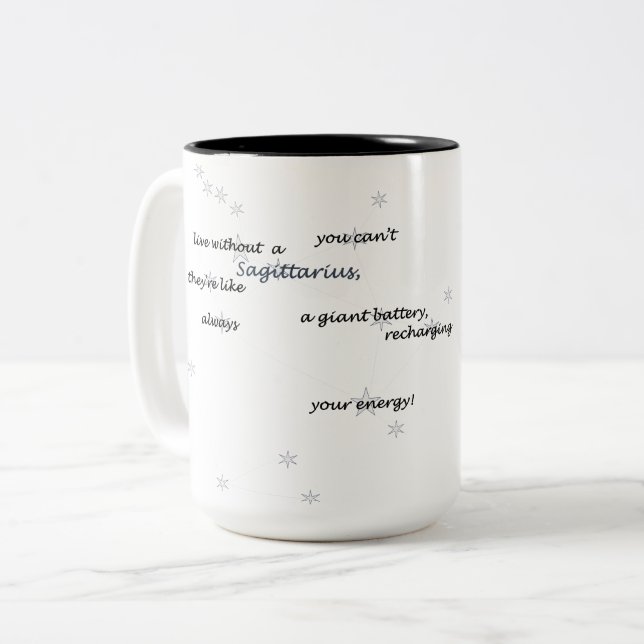 Sagittarius Zodiac Roligt Text för Varje dag eller Två-Tonad Mugg (Framsida vänster)