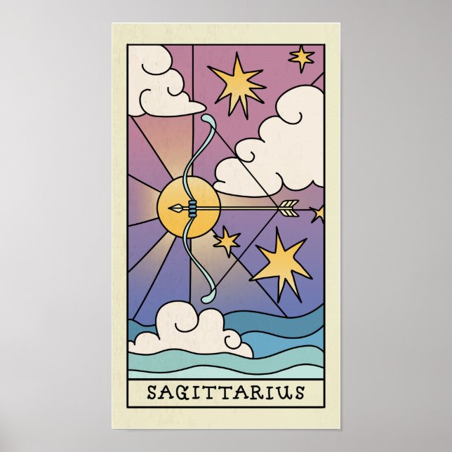 Sagittarius Zodiac Sign Abstrakt Art Poster (Framsidan)