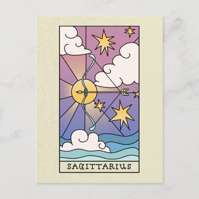 Sagittarius Zodiac Sign Abstrakt Art Vintage Vykort (Framsida)