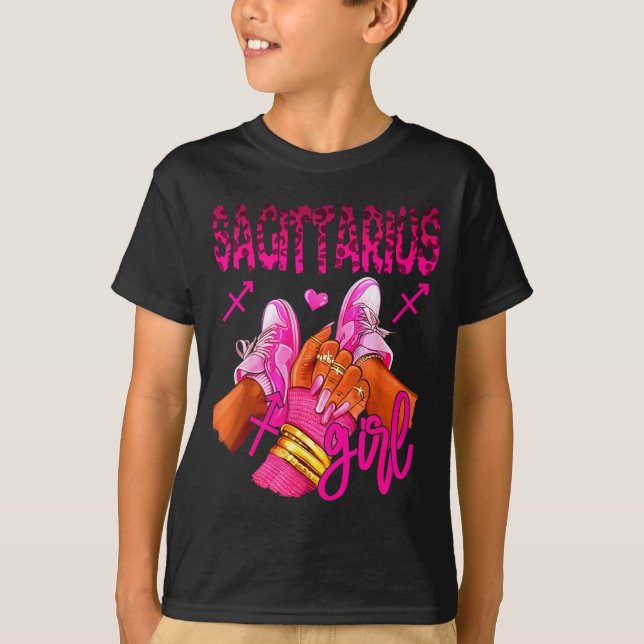 Sagittarius Zodiac Sign Birthday Queens Horoscope  T Shirt (Framsida)