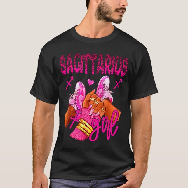 Sagittarius Zodiac Sign Birthday Queens Horoscope  T Shirt (Framsida)