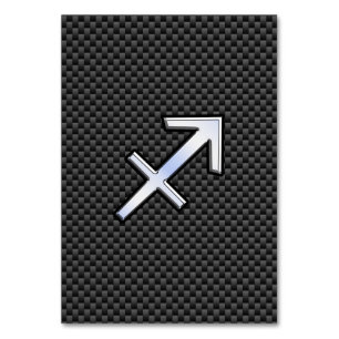 Sagittarius Zodiac Sign Black Carbon Fiber Skriv u Bordsnummer