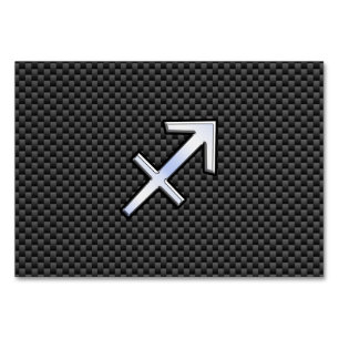 Sagittarius Zodiac Sign Black Carbon Fiber Skriv u Bordsnummer