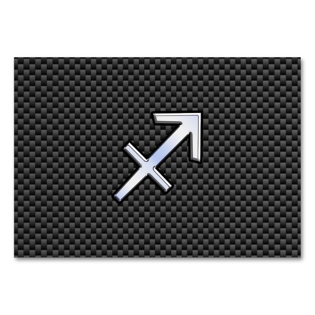 Sagittarius Zodiac Sign Black Carbon Fiber Skriv u Bordsnummer (Framsidan)