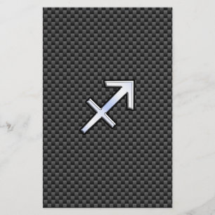 Sagittarius Zodiac Sign Black Carbon Fiber Skriv u Flygblad