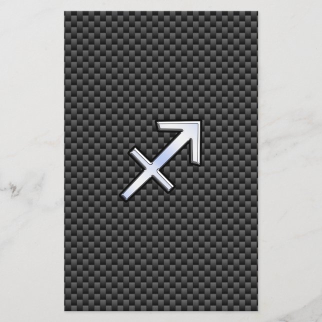 Sagittarius Zodiac Sign Black Carbon Fiber Skriv u Flygblad (Framsidan)