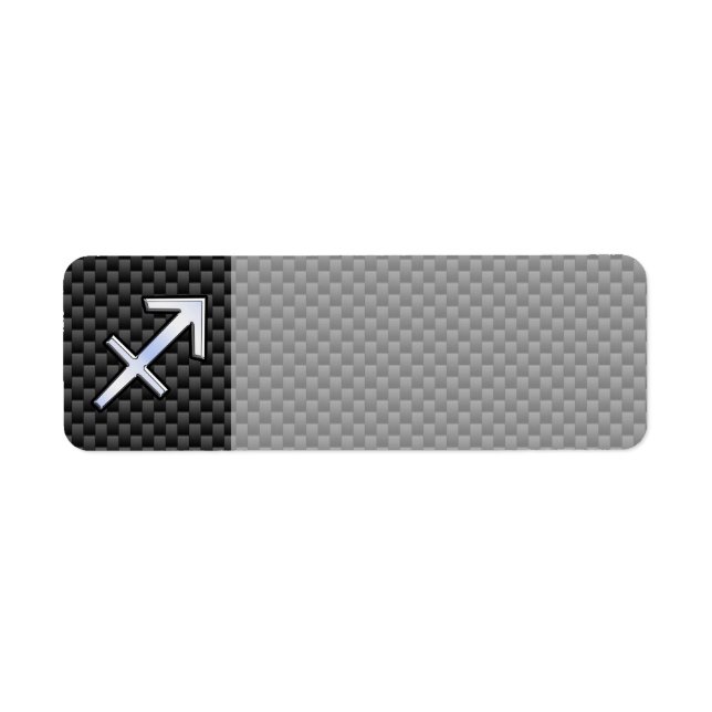 Sagittarius Zodiac Sign Black Carbon Fiber Skriv u Returadress Etikett (Framsidan)