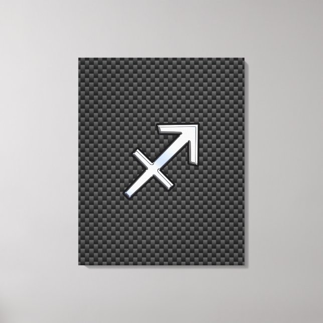 Sagittarius Zodiac Sign Black Carbon Fiber Stil Canvastryck (Framsida)