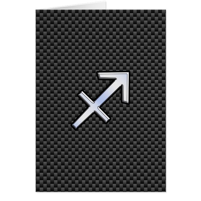 Sagittarius Zodiac Sign Black Carbon Fiber Stil Hälsningskort (Framsidan)