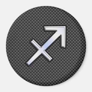 Sagittarius Zodiac Sign Black Carbon Fiber Stil Magnet