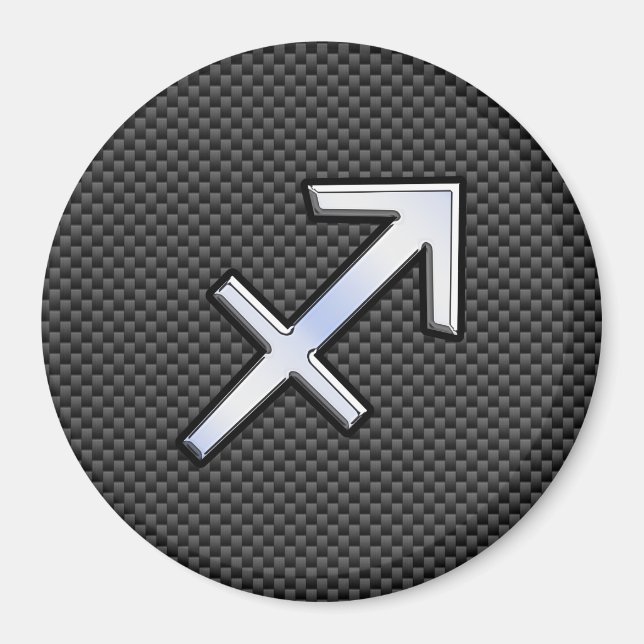 Sagittarius Zodiac Sign Black Carbon Fiber Stil Magnet (Framsidan)