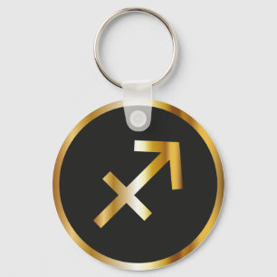 Sagittarius Zodiac Sign, Black & Guld Keychain Nyckelring