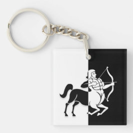 Sagittarius Zodiac Sign, Black & White Keychain