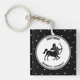 Sagittarius Zodiac Sign, Black & White Keychain