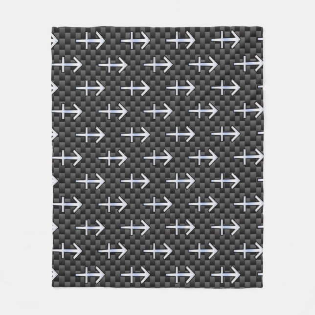 Sagittarius Zodiac Sign Carbon Fiber Stil Fleecefilt (Framsidan)