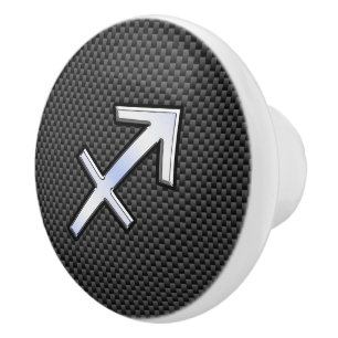 Sagittarius Zodiac Sign Carbon Fiber Stil Knopp
