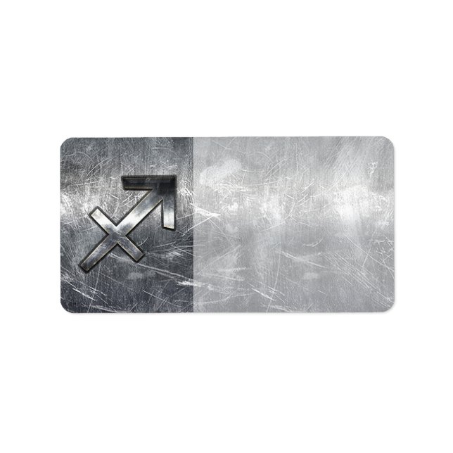 Sagittarius Zodiac Sign Distress Steel Adressetikett (Framsidan)