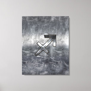 Sagittarius Zodiac Sign Distress Steel Canvastryck