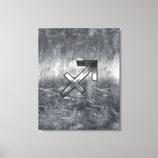 Sagittarius Zodiac Sign Distress Steel Canvastryck (Framsida)