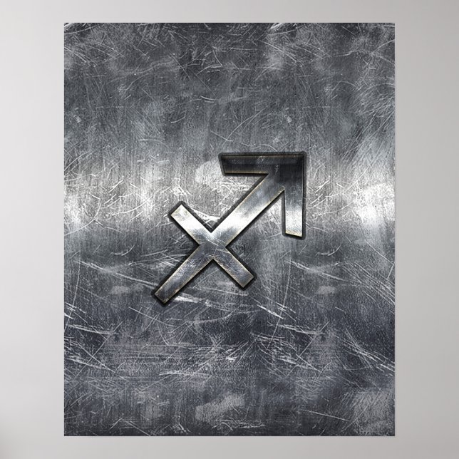 Sagittarius Zodiac Sign Distress Steel Poster (Framsidan)