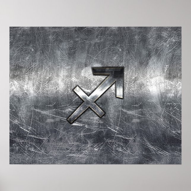 Sagittarius Zodiac Sign Distress Steel Poster (Framsidan)