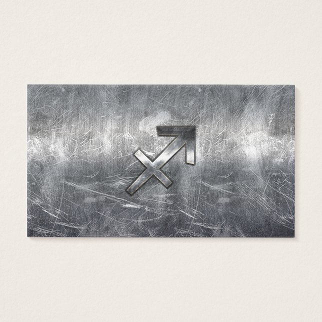 Sagittarius Zodiac Sign Distress Steel Visitkort (Framsidan)