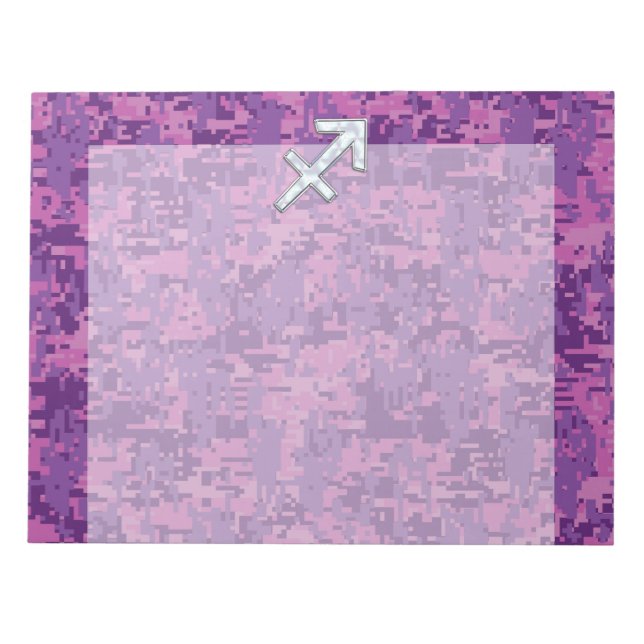 Sagittarius Zodiac Sign Fuchsia Digital Camouflage Anteckningsblock (Framsida)