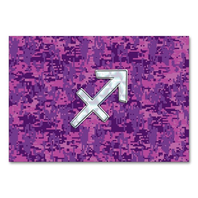 Sagittarius Zodiac Sign Fuchsia Digital Camouflage Bordsnummer (Framsidan)