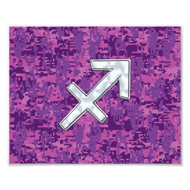 Sagittarius Zodiac Sign Fuchsia Digital Camouflage Fototryck (Framsidan)