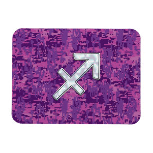 Sagittarius Zodiac Sign Fuchsia Digital Camouflage Magnet