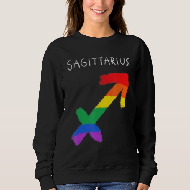 Sagittarius Zodiac Sign Gay Lesbisk Lgbt Pride Rai T Shirt (Framsida)