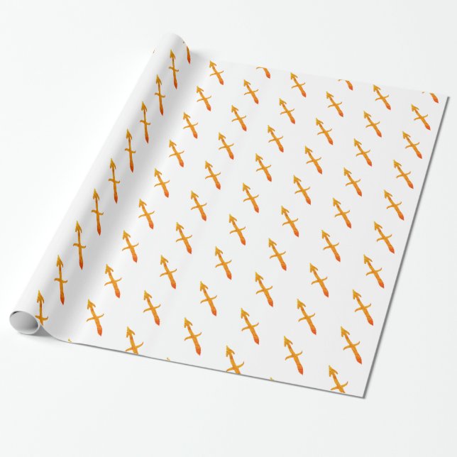 Sagittarius Zodiac Sign Golden Symbol Presentpapper (Utrullad)
