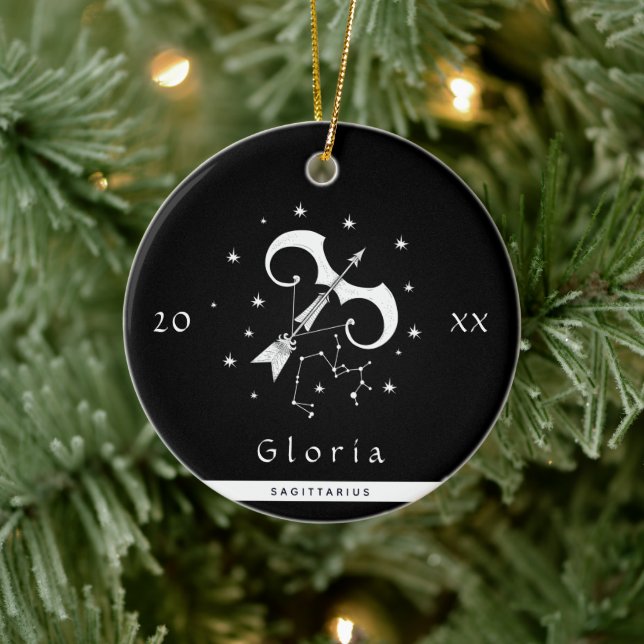 Sagittarius Zodiac Sign Horoscope Symbol Namn År Julgransprydnad Keramik (Träd)