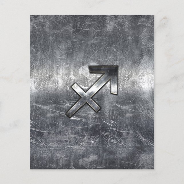 Sagittarius Zodiac Sign in Silver Steel look Flygblad (Framsidan)