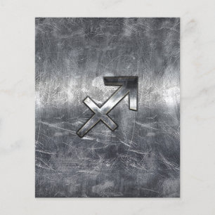 Sagittarius Zodiac Sign in Silver Steel look Flygblad