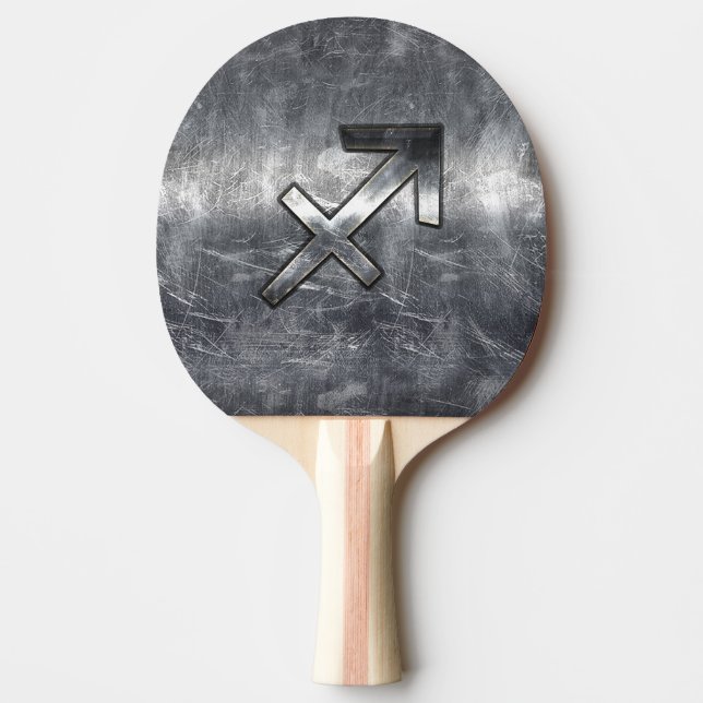 Sagittarius Zodiac Sign in Silver Steel look Pingisracket (Framsidan)